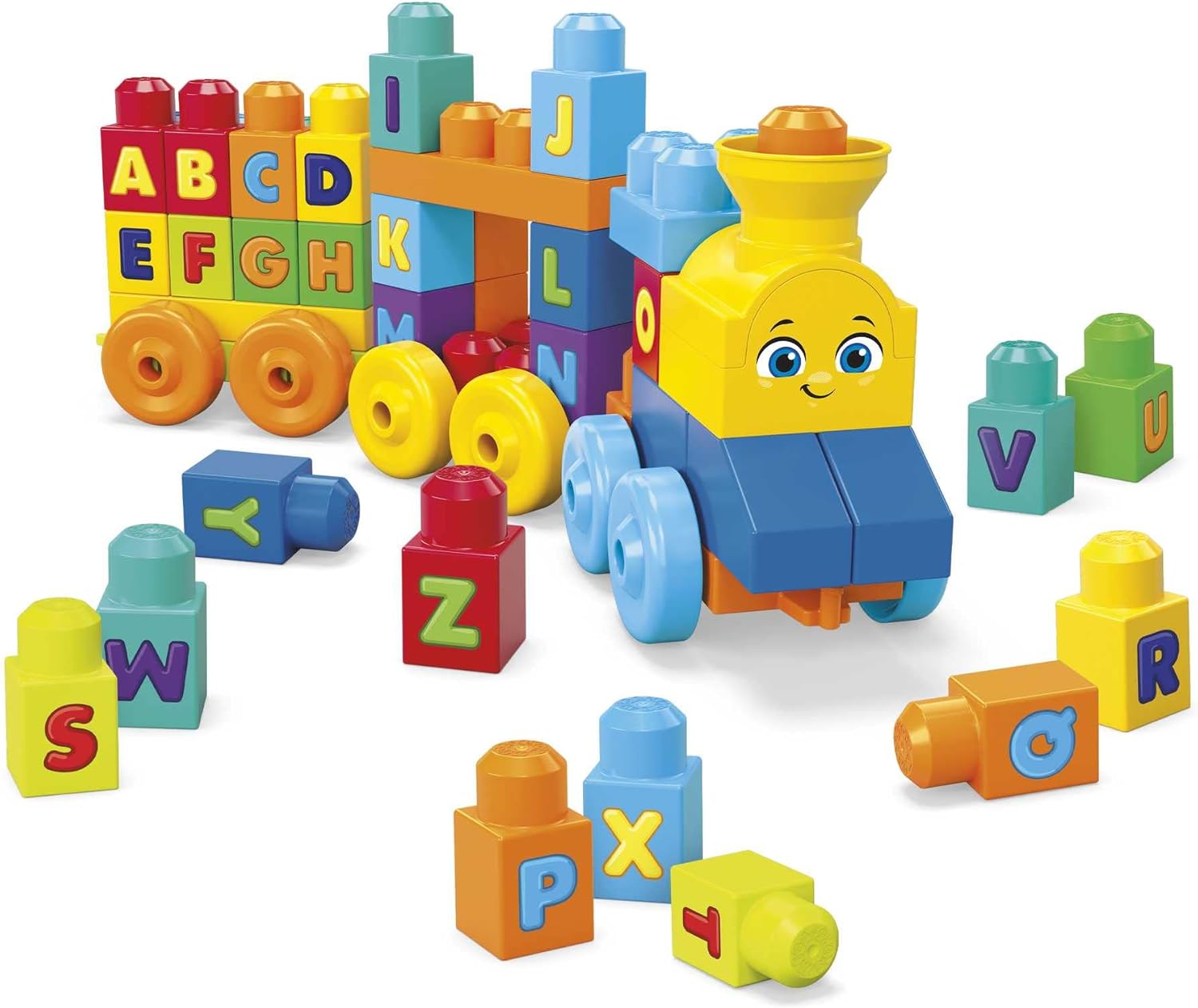 ميجا بلوكس لعبة مكعبات بناء قطار الحروف الانجليزية مع موسيقى 50 قطعة المكعبات الكبيرة MEGA BLOKS