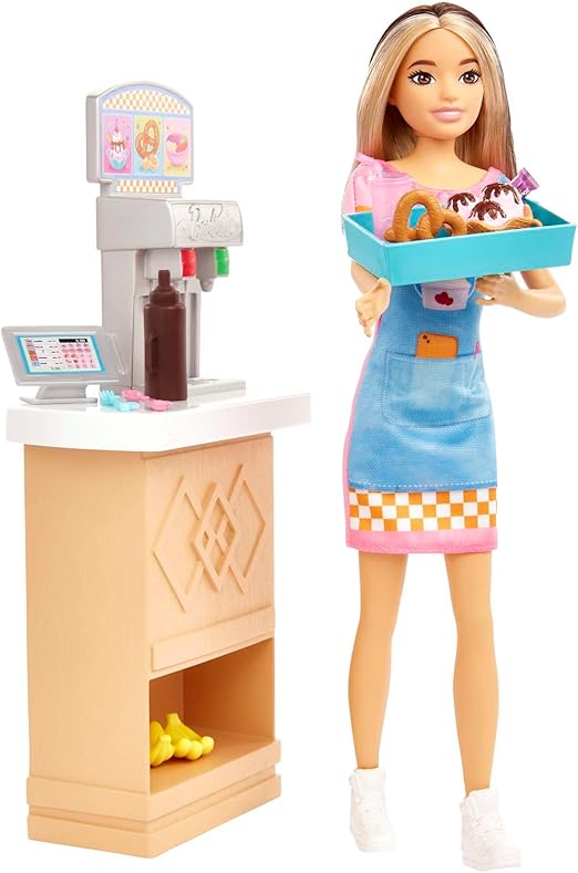 باربي دمية سكيبر مع طاولة ومثلجات دمية مع اكسسوارات Barbie