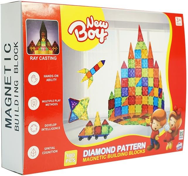 نيوبوي مكعبات بناء مغناطيسية 100 قطعة مكعبات التركيب NewBoy