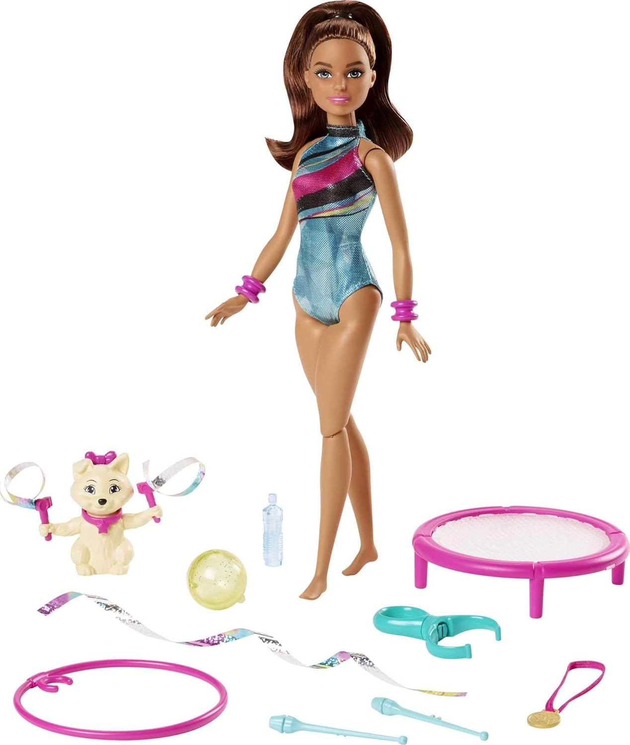 باربي دمية لاعبة الجمباز دمية مع اكسسوارات Barbie