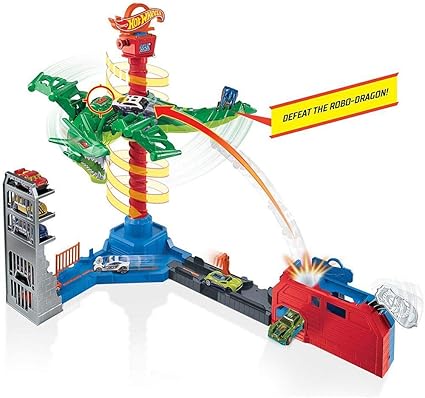 هوت ويلز العاب سيتي اتاك روبو دراغون بلاي مركبات مع مسار HotWheels