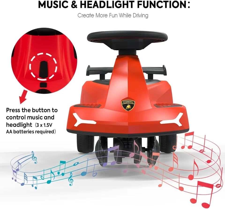 لامبورغيني لعبة سيارة دف احمر قابلة للتأرجح مع أضواء وأصوات مركبات الدف Lamborghini