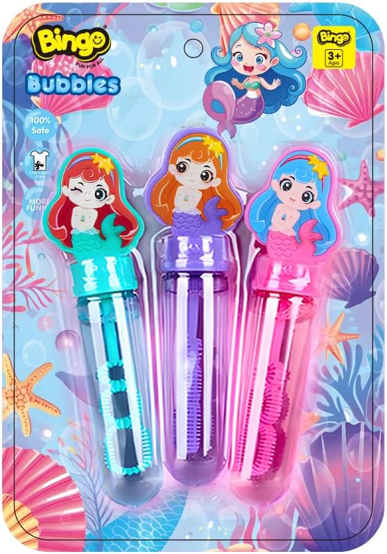 بينجو عصا فقاعات حورية البحر 3 قطع فقاعات الماء والصابون Bingo