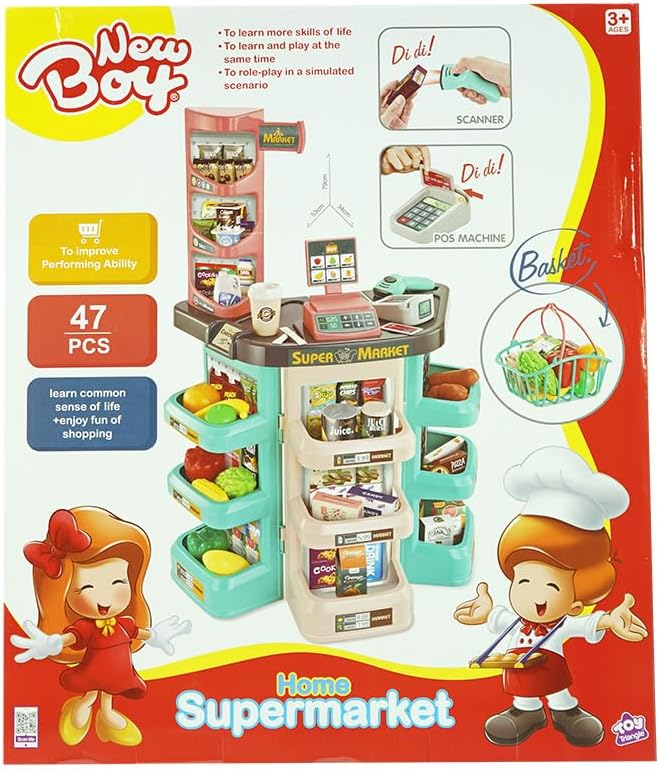 نيوبوي لعبة سوبرماركت مع اكسسوارات 47 قطعه التسوق والوظائف NewBoy
