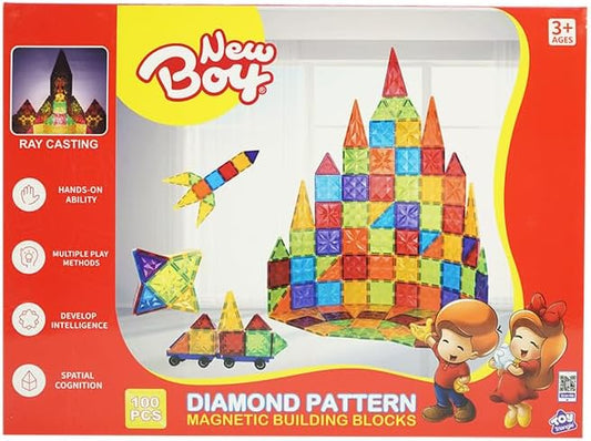 نيوبوي مكعبات بناء مغناطيسية 100 قطعة مكعبات التركيب NewBoy