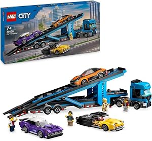ليجو سيتي شاحنة نقل للسيارة مع سيارات رياضية مكعبات التركيب LEGO