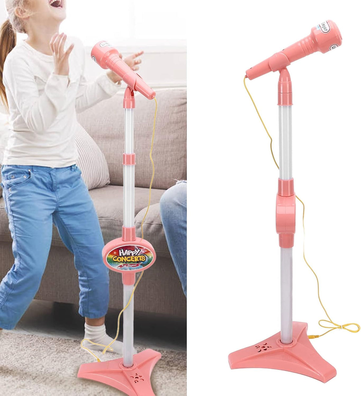 لعبة مايكروفون وردي مع حامل تقمص الأدوار LOCAL