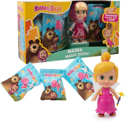 ماشا والدب دمية مع فستان وشعر دمية مع اكسسوارات Masha and the Bear