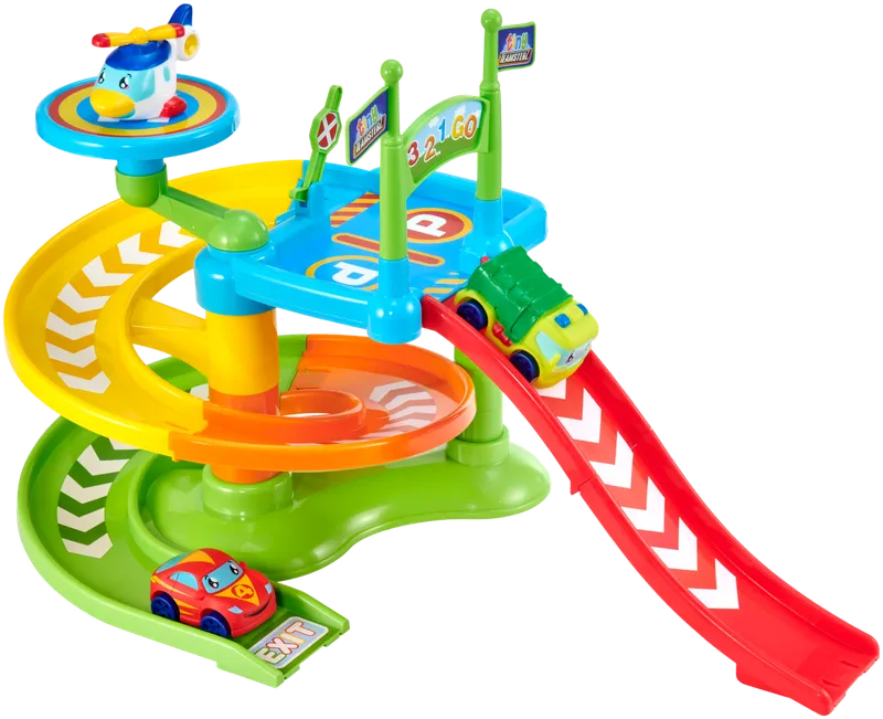 تيمسترز لعبة مضمار سباق تايني مع 3 سيارات مركبات مع مسار Teamsterz