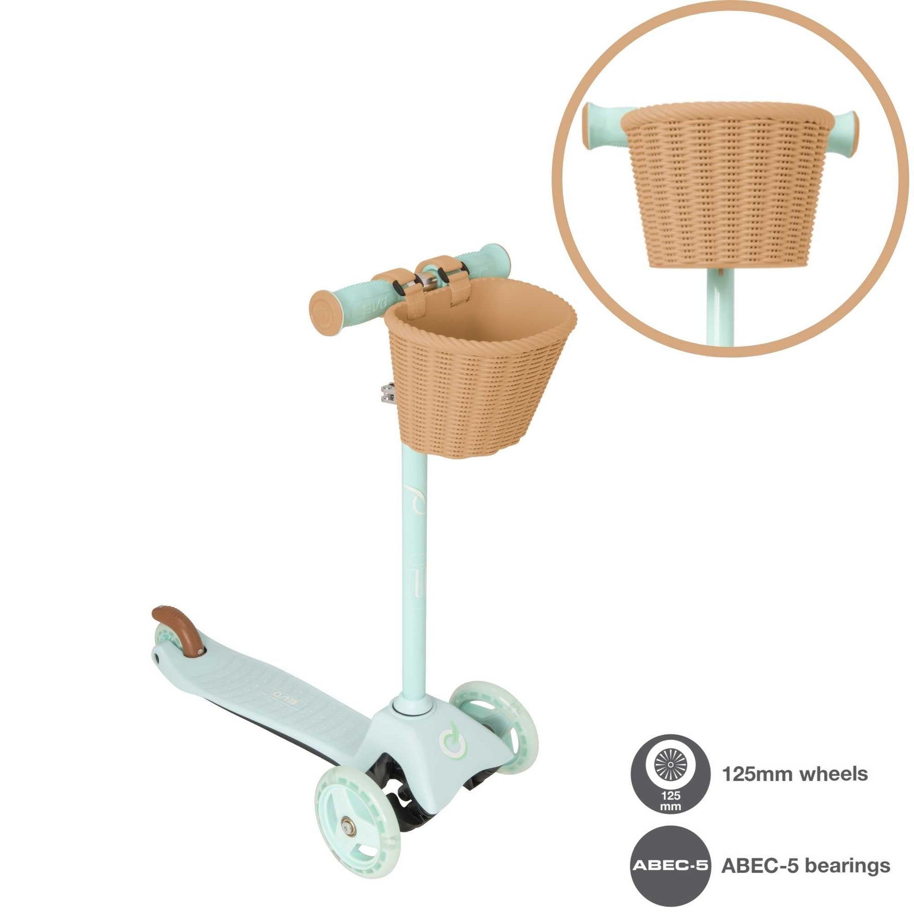 ايفو سكوتر ميني كروزر 3 عجلات مع سلة اخضر سكوتر 3 عجلات EVO