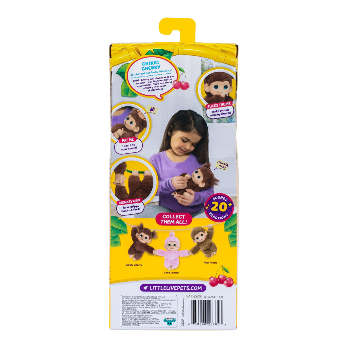 ليتل لايف بيتس ماي بيبي مونكي مينيز تشيكي تشيري الالعاب القطنية Little Live Pets