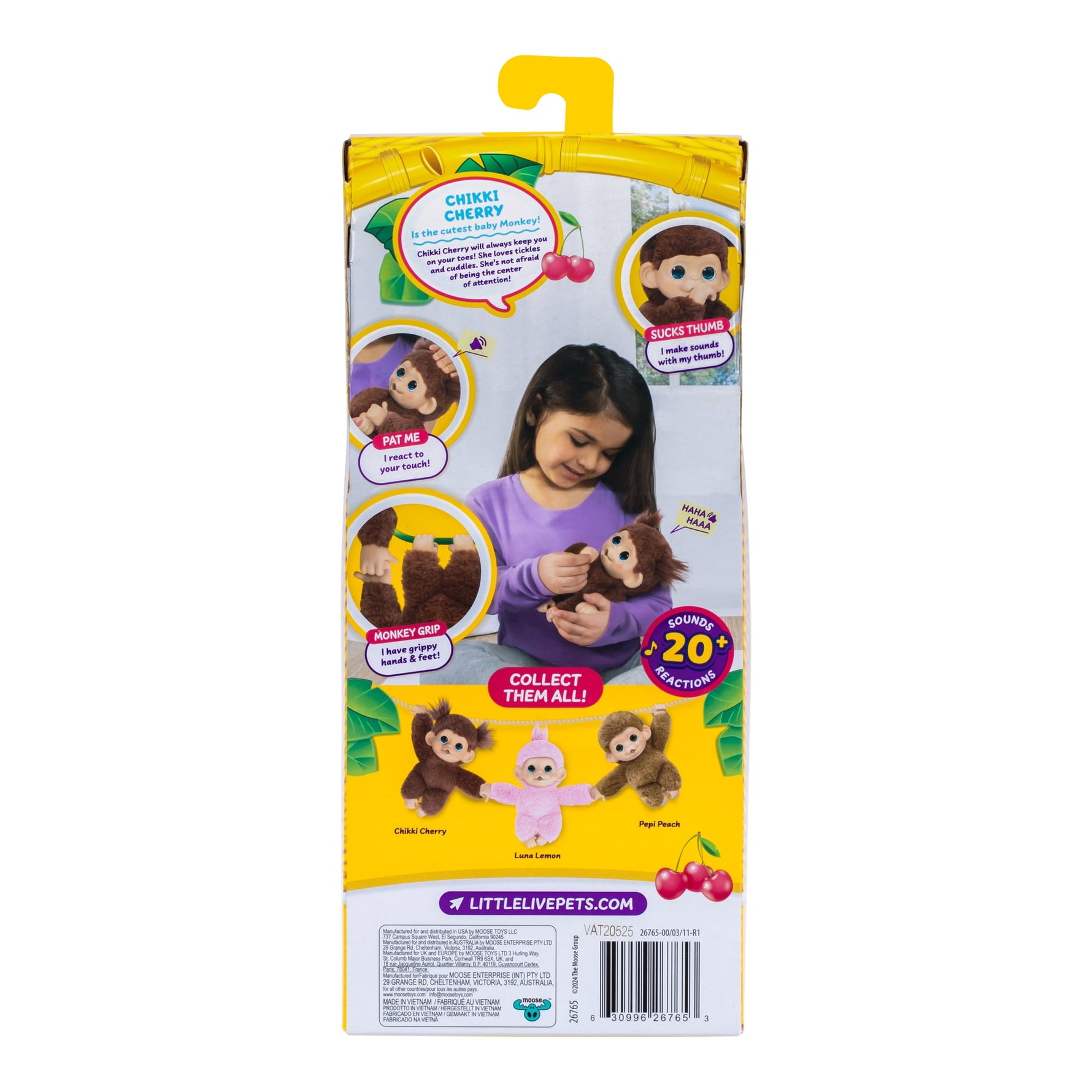 ليتل لايف بيتس ماي بيبي مونكي مينيز تشيكي تشيري الالعاب القطنية Little Live Pets