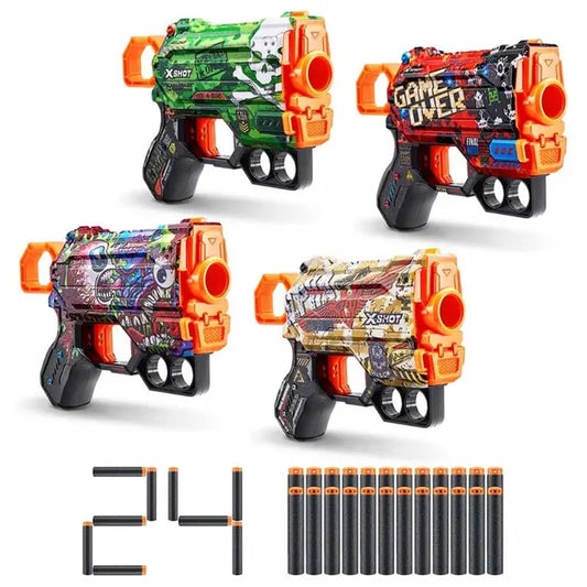 اكس شوت مسدسات سكينز ميناس 4 قطع مسدسات مطاطية Zuru