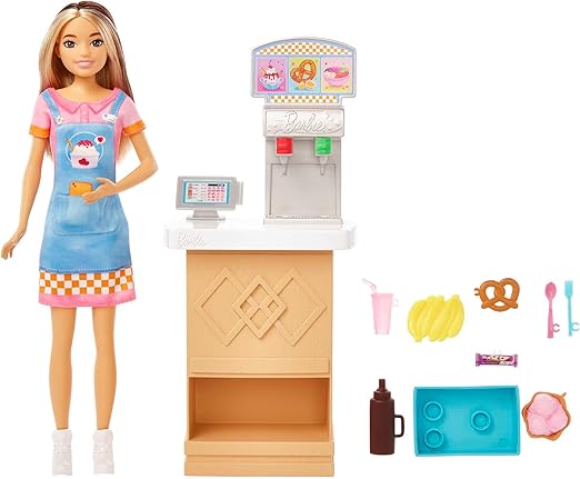 باربي دمية سكيبر مع طاولة ومثلجات دمية مع اكسسوارات Barbie