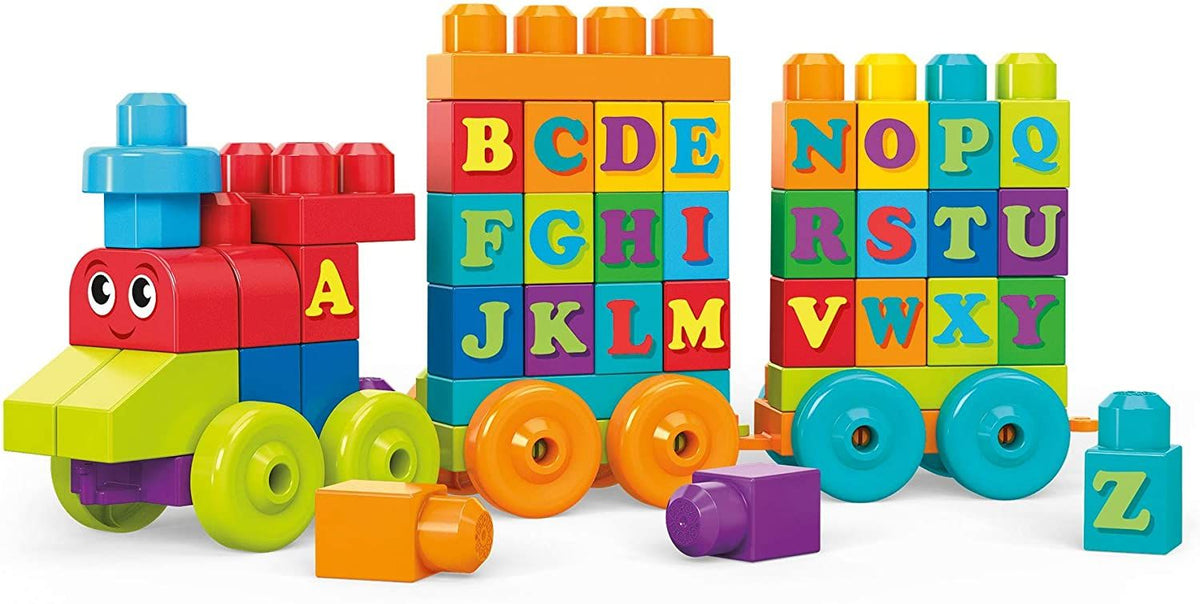 ميجا بلوكس لعبة مكعبات بناء قطار الحروف الانجليزية 60 قطعة المكعبات الكبيرة MEGA BLOKS