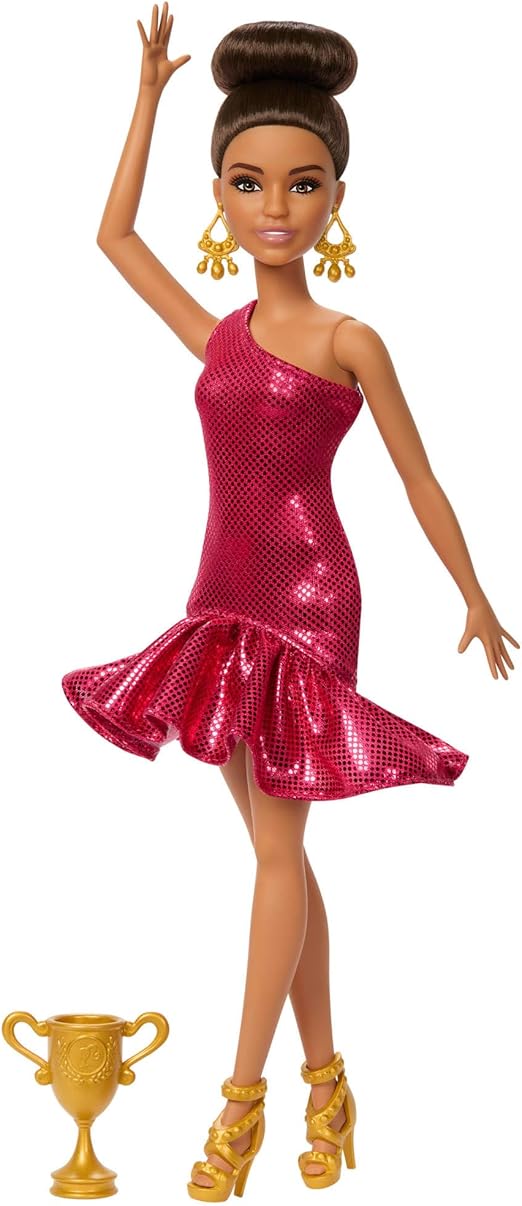 باربي دمية مع فستان مكشكش احمر دمية مع اكسسوارات Barbie