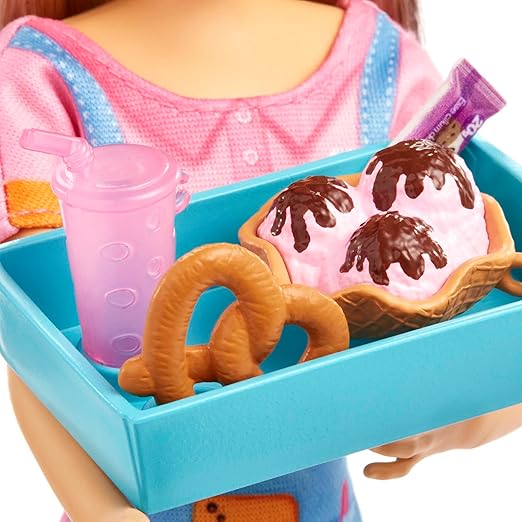 باربي دمية سكيبر مع طاولة ومثلجات دمية مع اكسسوارات Barbie