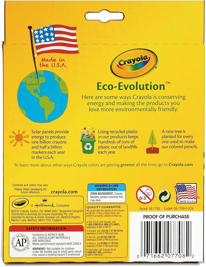 كرايولا أقلام تحديد ذات خطوط عريضة 8 قطع رسم و تلوين Crayola