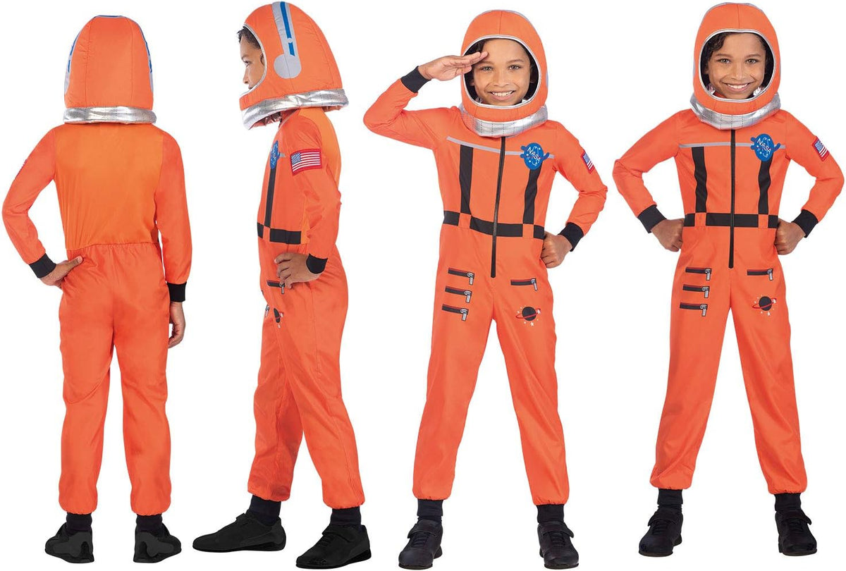 امسكان ملابس رائد فضاء برتقالي للأطفال 8-10 سنوات الملابس التنكرية Amscan