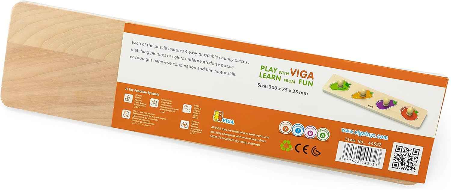 فيجا مجموعة بزل خشبية مسطحة من 4 قطع من الخضروات العاب البزل VIGA