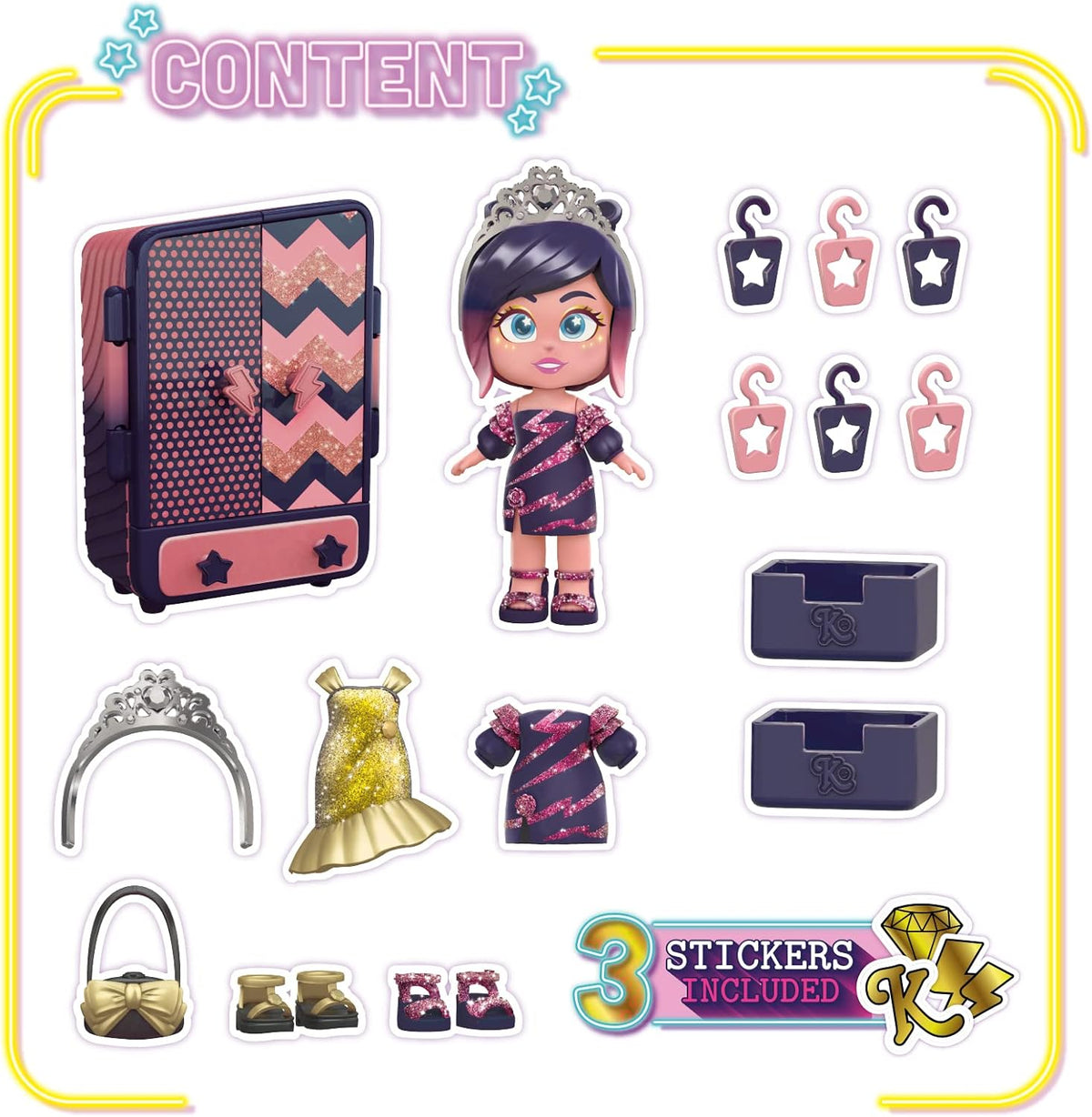 كوكيلووس خزانة ملابس باكثر من 18 قطعة اكسسوار عصرية دمية مع اكسسوارات KookyLoos