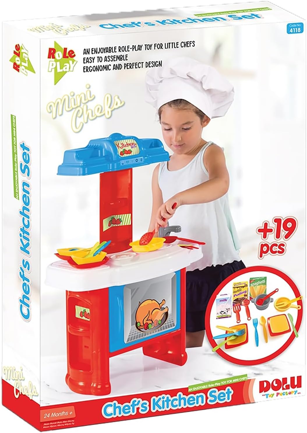 دولو طقم مطبخ شيف 19 قطعة ألعاب المطابخ Dolu