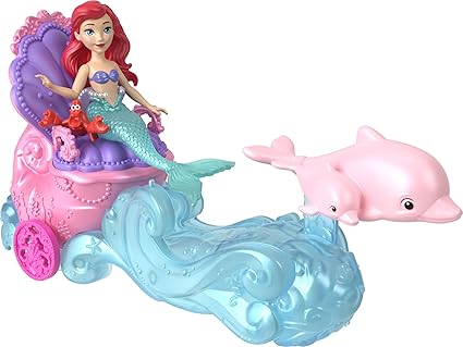 ديزني برينسس دمية حورية البحر ارييل وعربة دوارة دمية مع اكسسوارات Disney