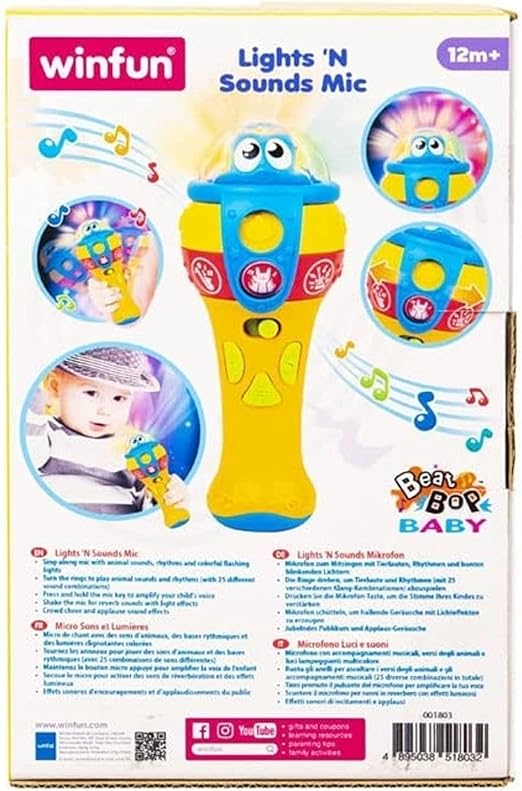 وين فن لعبة ميكروفون مضيء للأطفال مواليد تفاعلي WinFun
