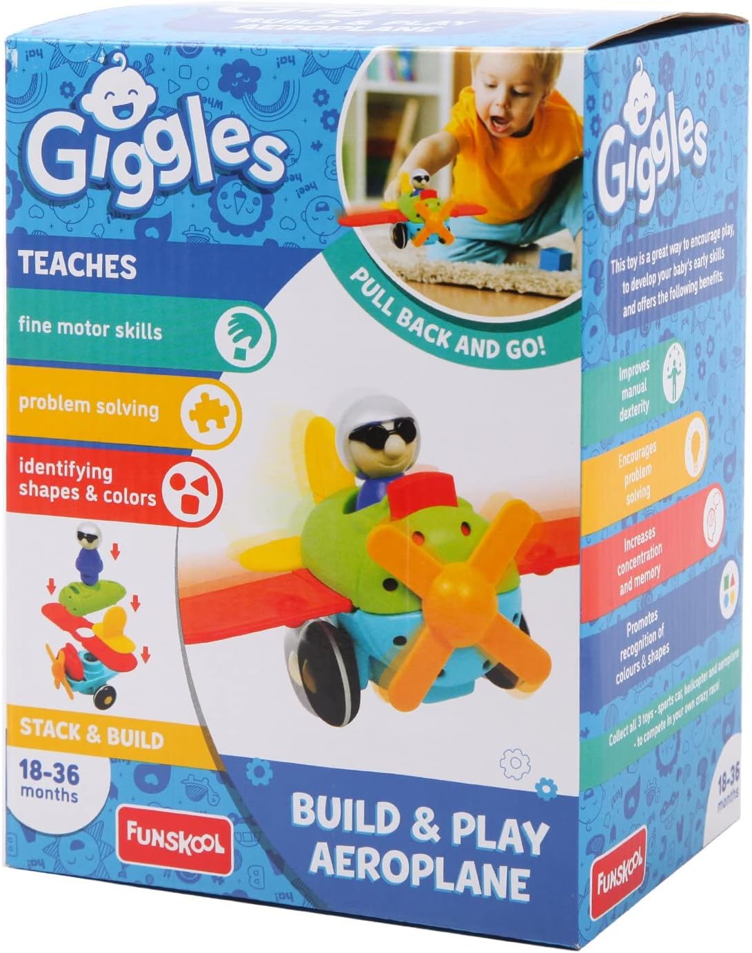 لعبة بناء ولعب بتصميم طائرة مواليد تفاعلي GIGGLES