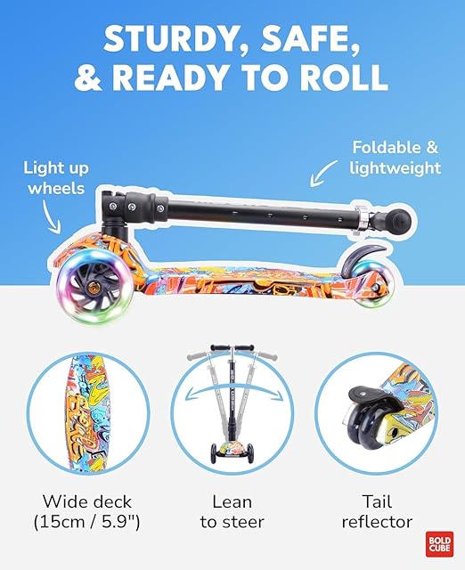 بولد كيوب سكوتر بثلاث عجلات قابل للطي سكوتر 3 عجلات BOLDCUBE