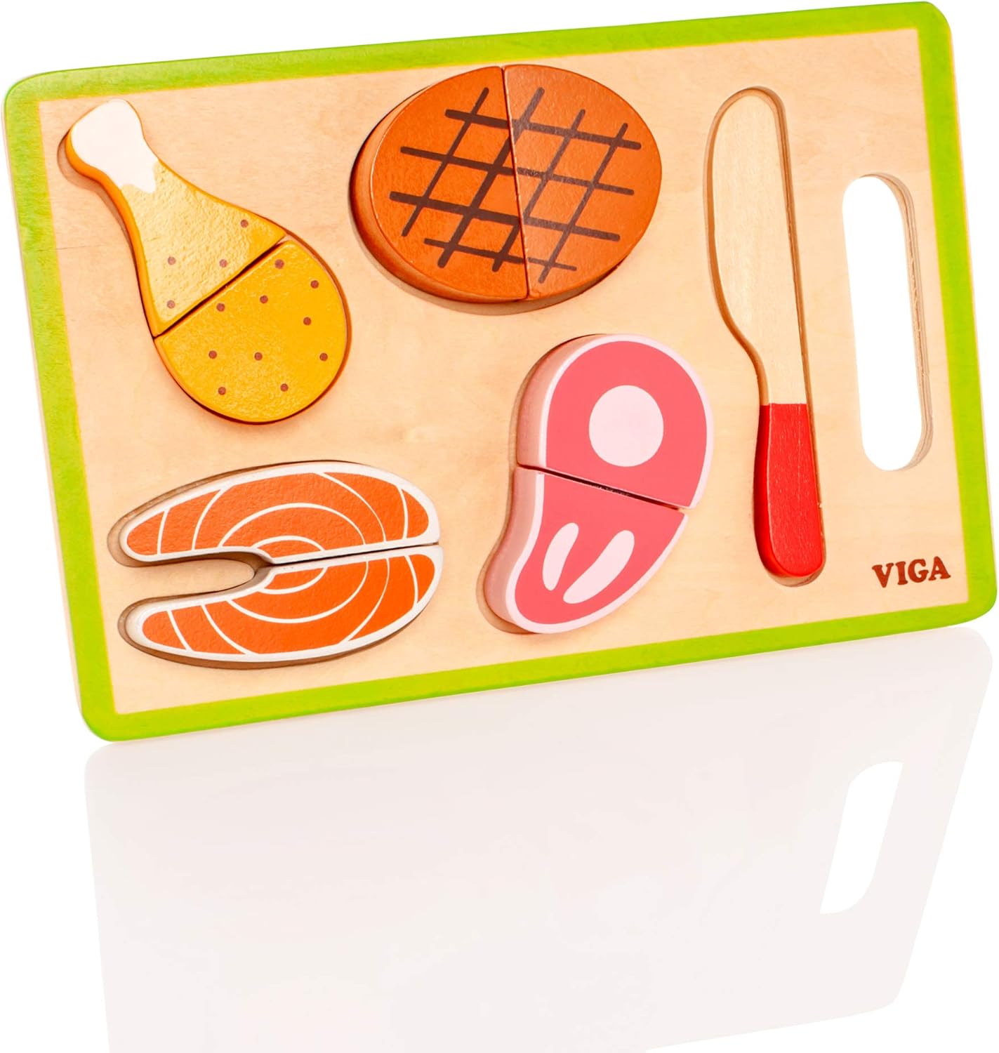 فيجا لعبة تقطيع العشاء الخشبية 6 قطع ألعاب المطابخ VIGA