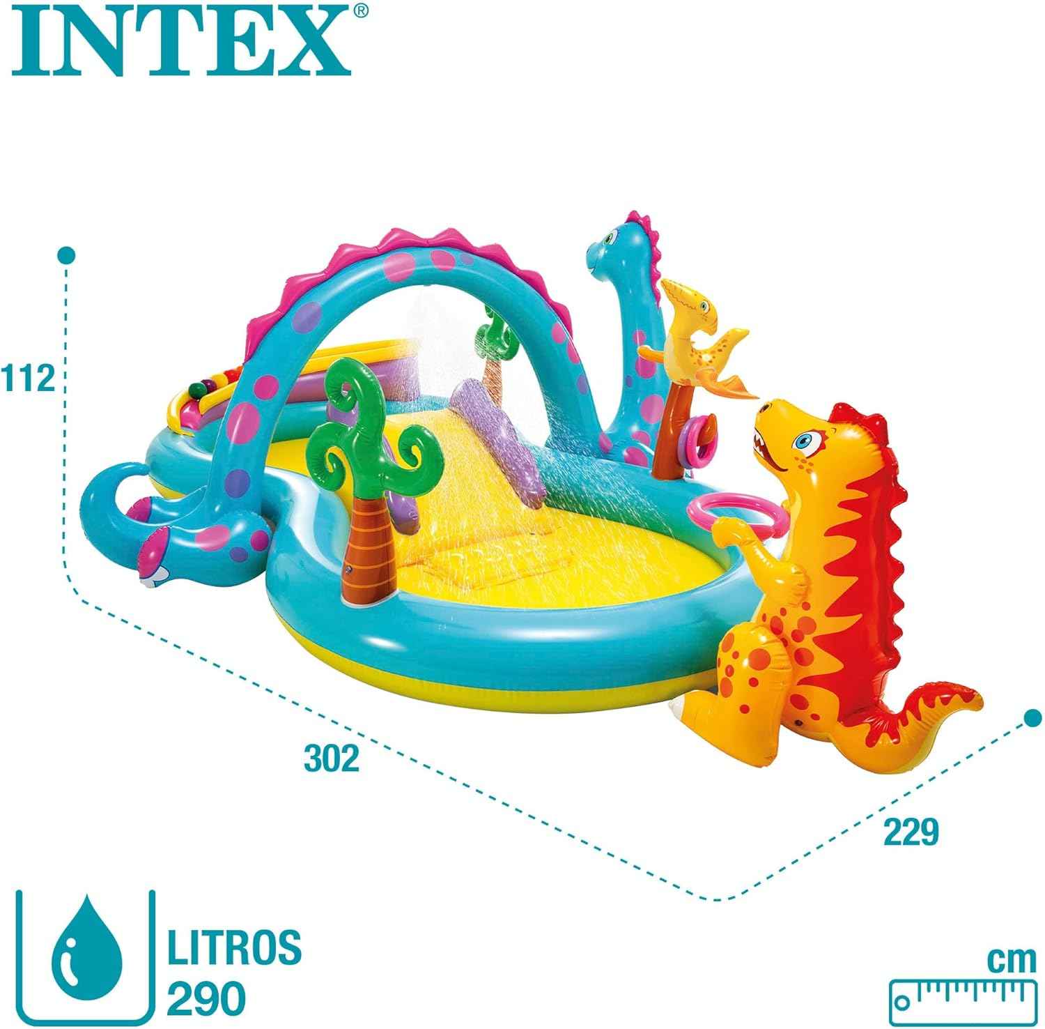 انتكس مركز ألعاب على شكل جزيرة ديناصورات مع رشاش ماء المسابح الخارجية Intex