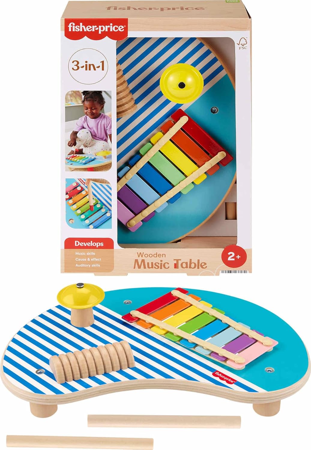 فيشر برايس طاولة موسيقية خشبية مواليد تفاعلي Fisher-Price