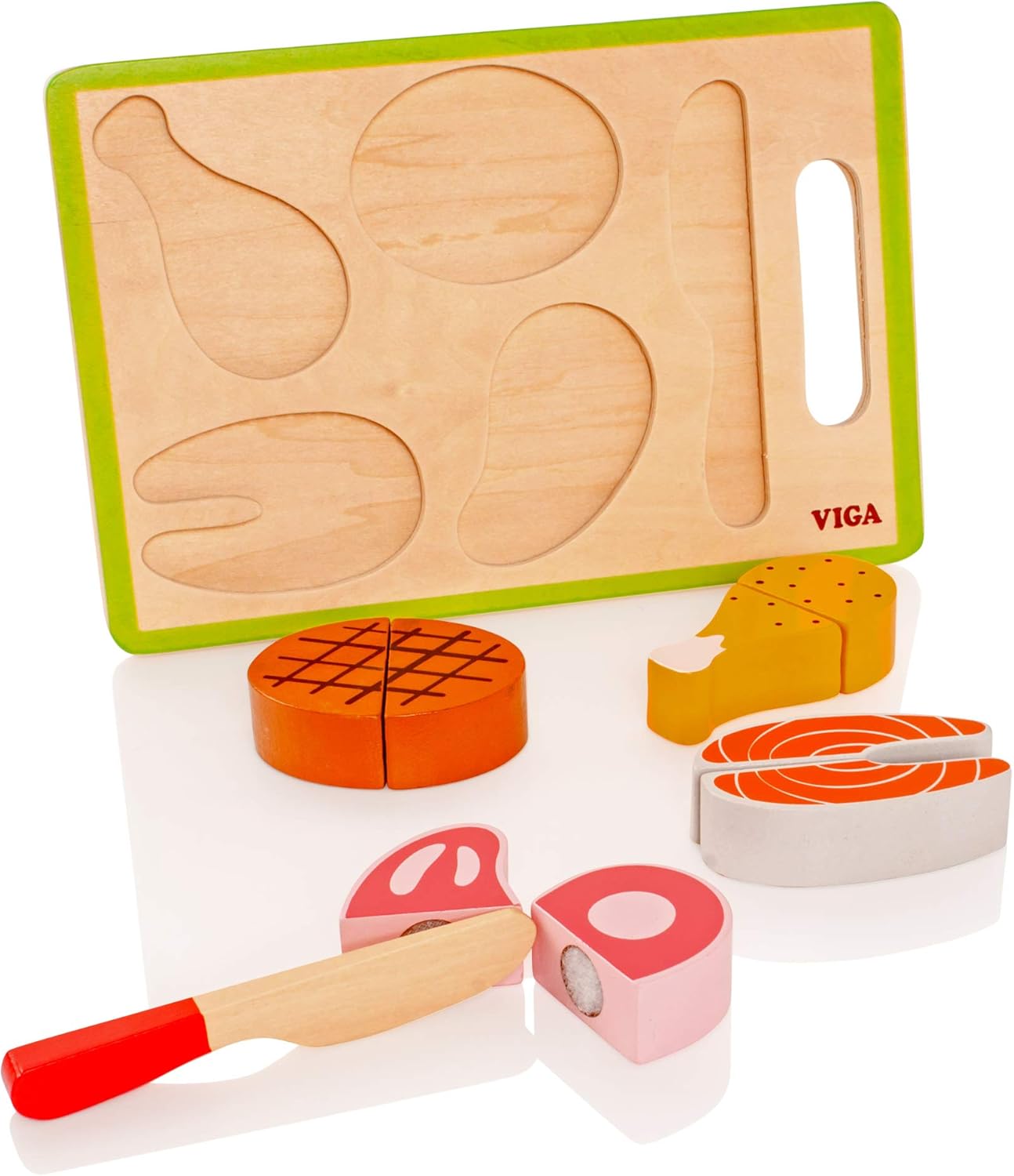 فيجا لعبة تقطيع العشاء الخشبية 6 قطع ألعاب المطابخ VIGA