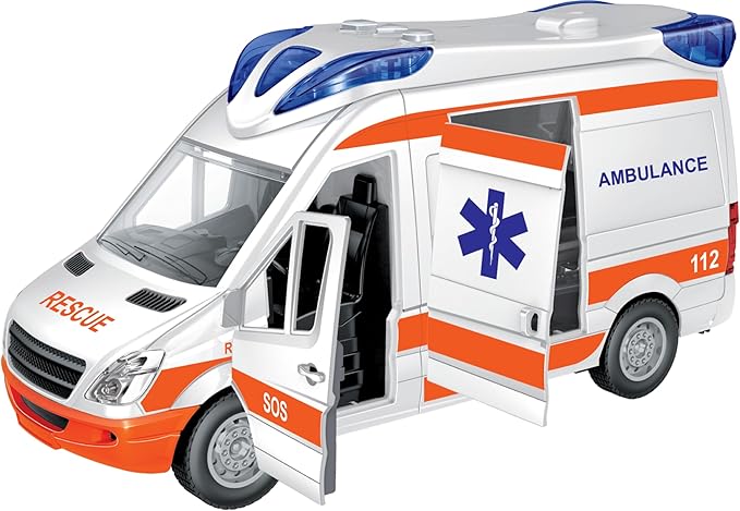 نيوبوي سيارة اسعاف باصوات واضاءة مركبات الأطفال NewBoy