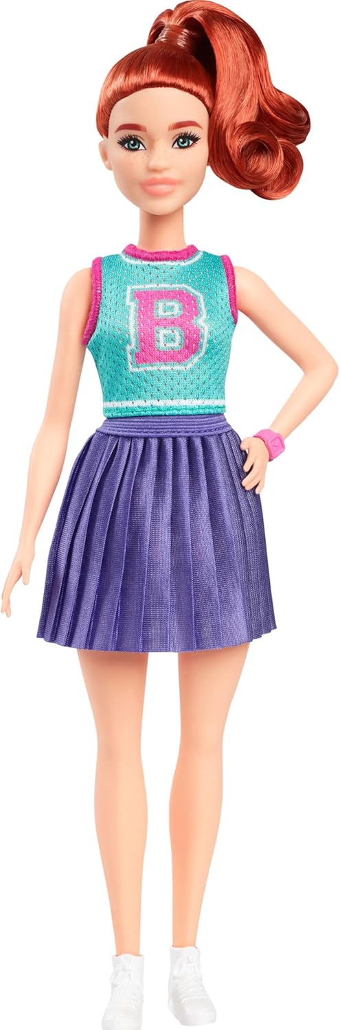 باربي دمية بشعر أحمر وبلوزة جيرسي دمى الشخصيات Barbie