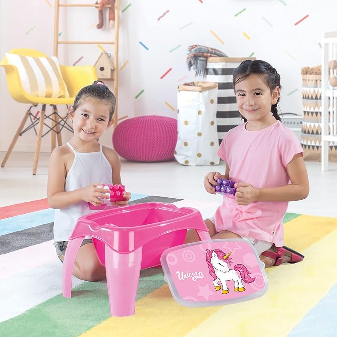 دولو طاولة أنشطة يونيكورن مع 30 قطعة مكعبات التركيب Dolu