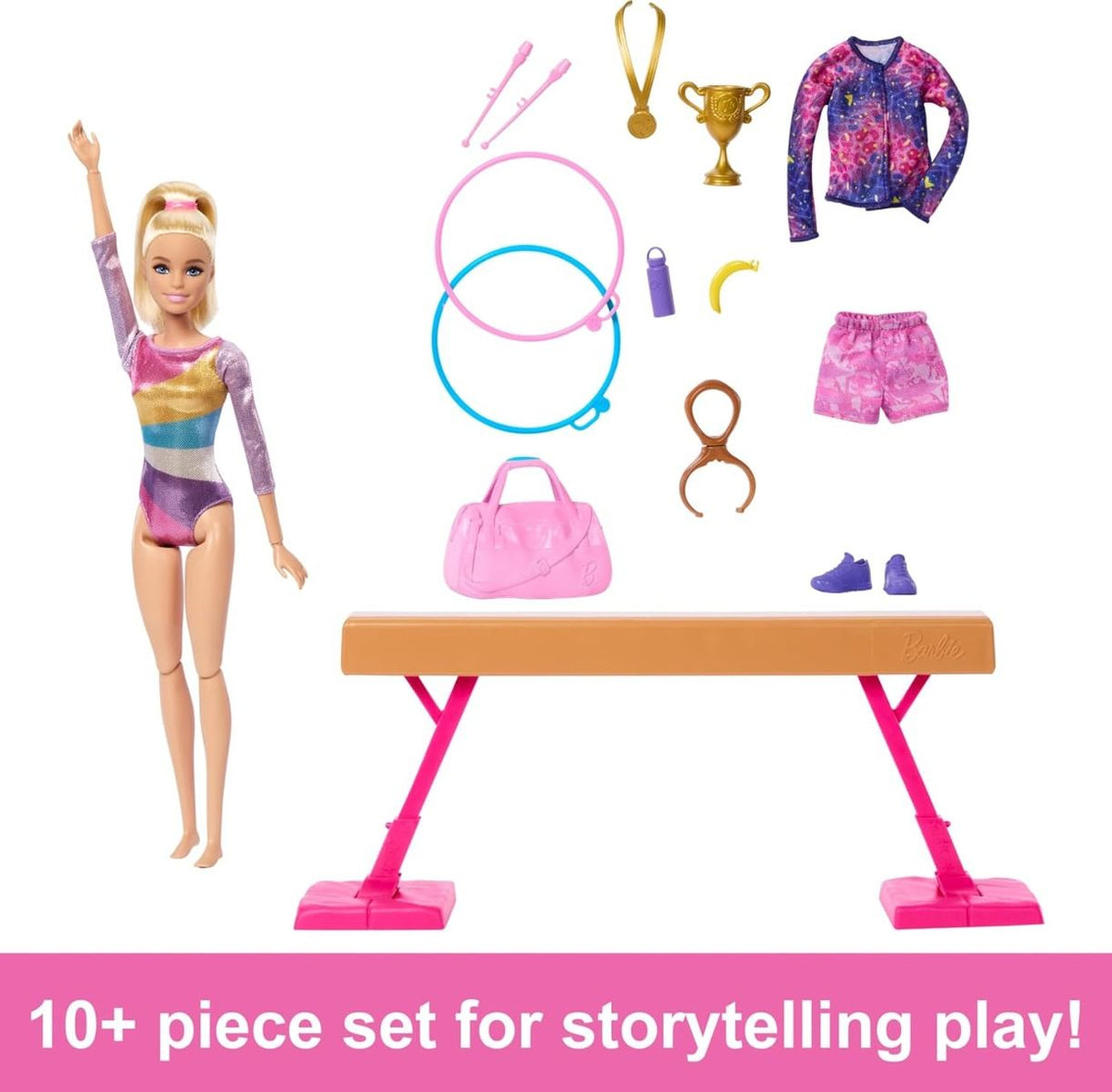 باربي لعب الجمباز مع دمية شقراء دمية مع اكسسوارات Barbie