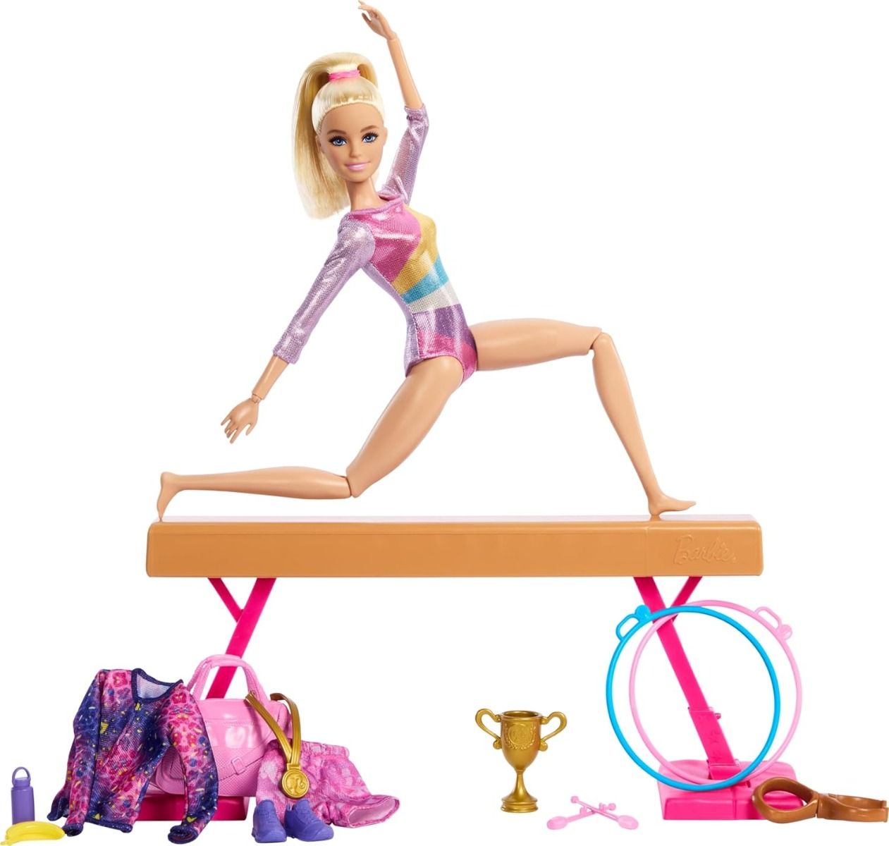 باربي لعب الجمباز مع دمية شقراء دمية مع اكسسوارات Barbie