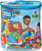 ميجا بلوكس حقيبة مكعبات البناء 60 قطعة أزرق المكعبات الكبيرة MEGA BLOKS