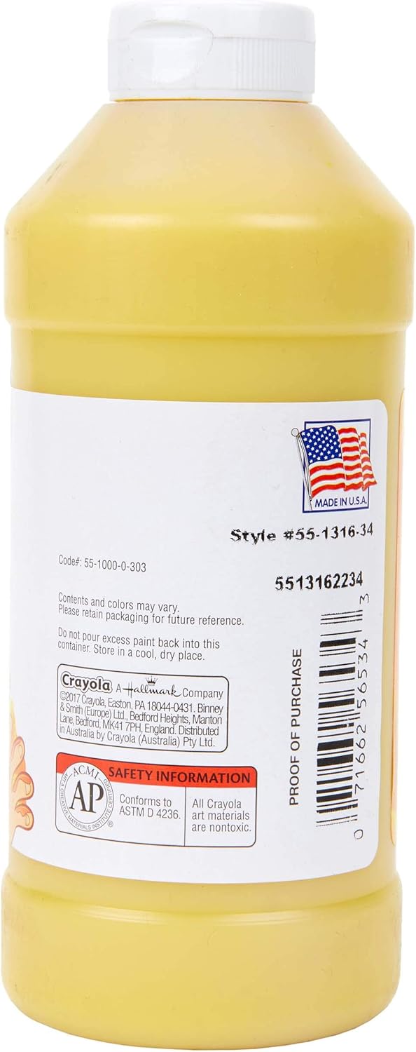 كرايولا طلاء إصبع قابل للغسل أصفر 473 مل رسم و تلوين Crayola
