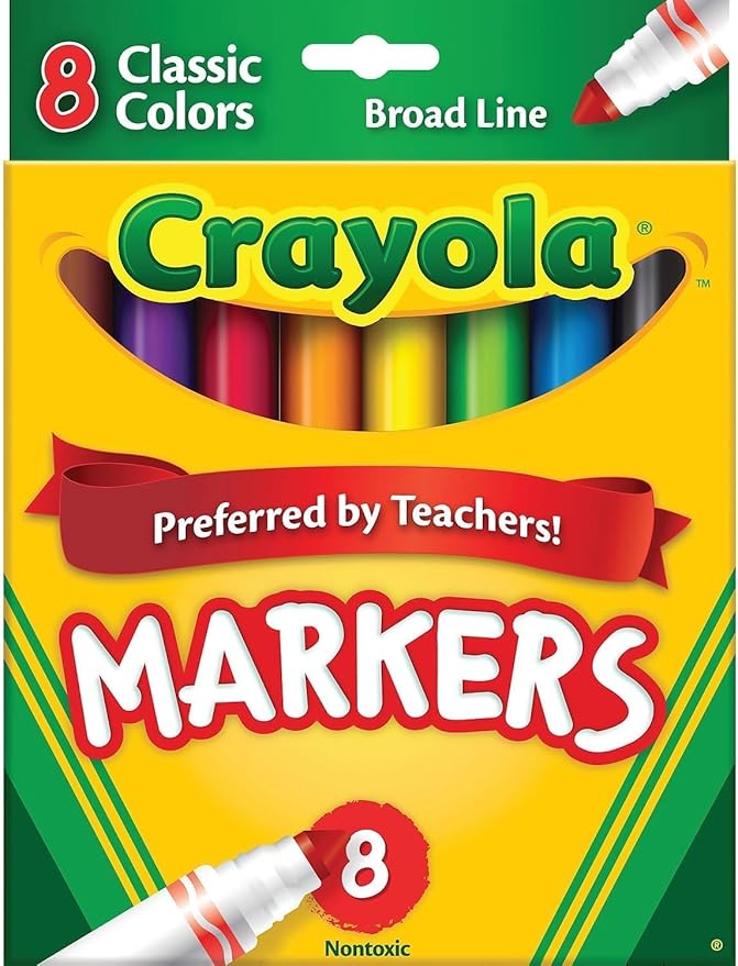 كرايولا أقلام تحديد ذات خطوط عريضة 8 قطع رسم و تلوين Crayola