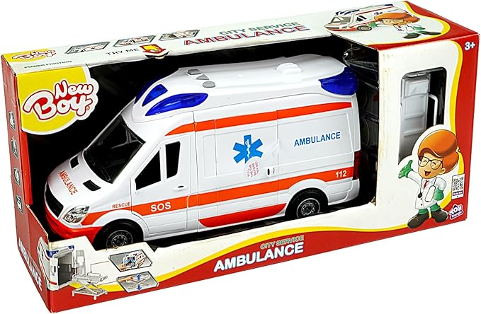 نيوبوي سيارة اسعاف باصوات واضاءة مركبات الأطفال NewBoy