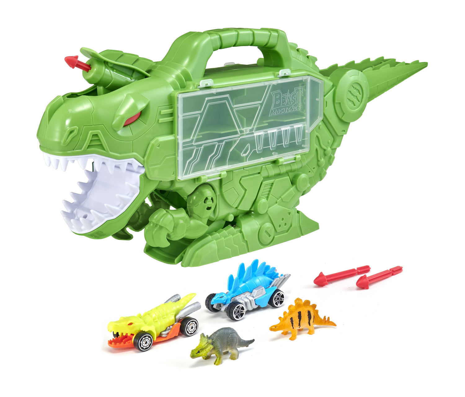 تيمسترز لعبة مركبة الديناصور المدمرة خضراء ناقلة سيارات Teamsterz