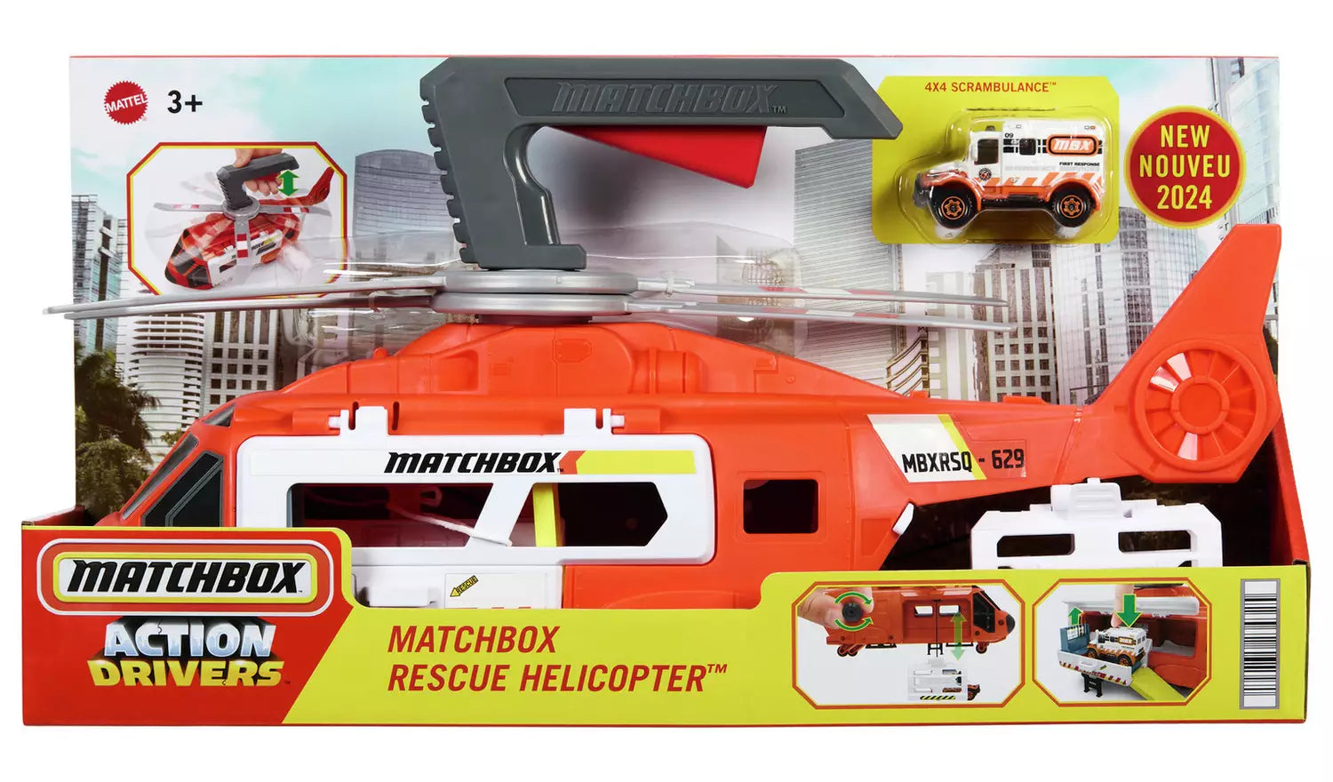 ماتش بوكس طائرة هليكوبتر بمحطة إنقاذ مركبات الأطفال Matchbox