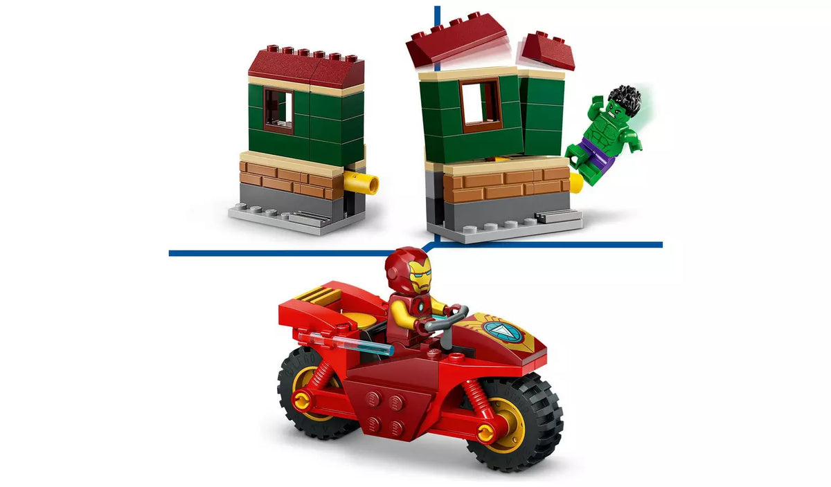 ليجو مارفل لعبة شخصية ايرون مان مع دراجة وشخصية هالك مكعبات التركيب LEGO