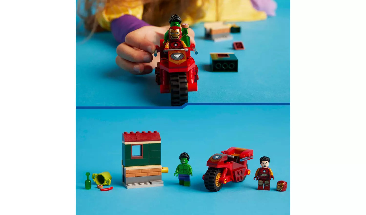 ليجو مارفل لعبة شخصية ايرون مان مع دراجة وشخصية هالك مكعبات التركيب LEGO