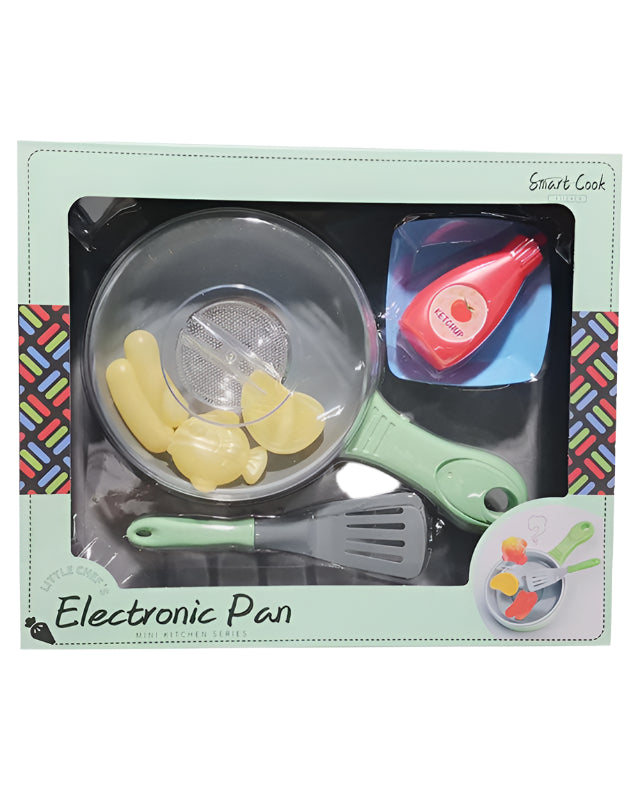 طقم المطبخ الإلكتروني للأطفال مقلاة وأدوات طهي تفاعلية ألعاب المطابخ LOCAL
