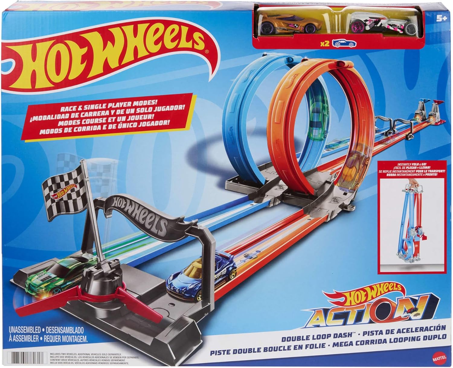 هوت ويلز مسار أكشن دبل لوب داش مركبات مع مسار HotWheels