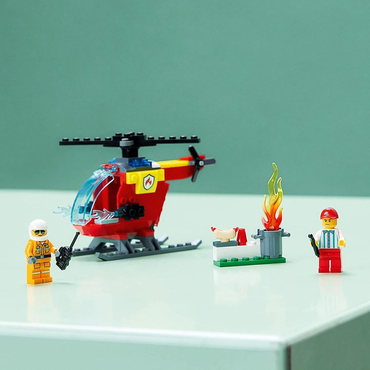 ليجو مكعبات بناء مروحية الإطفاء مكعبات التركيب LEGO